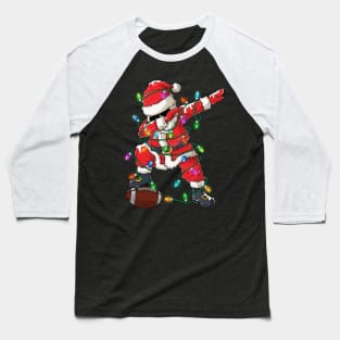 Dabbing Santa With Football Sports Christmas Football Player Xmas Baseball T-Shirt